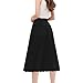 GOOBGS Women's Pleated A-Line High Waist Swing Flare Midi Skirt Black Large/X-Large
