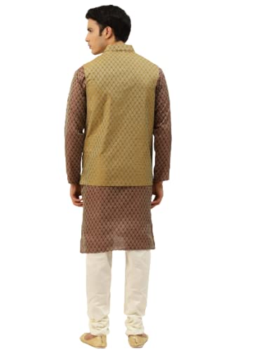Image of SOJANYA (Since 1958, Men's Silk Blend Grey Kurta Pyjama & Silk Blend Jacket Combo