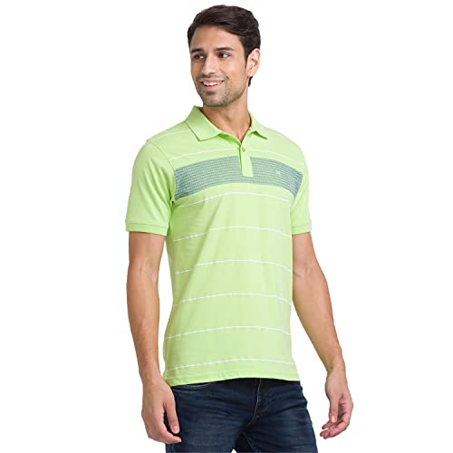 Image of Raymond Men's Pure Cotton Print Pattern Modern Fit Polo Collar Polo Neck Half Sleeve Casual T-Shirt