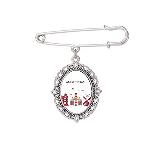 Broche plate Amsterdam art déco idéale pour fixer un châle ou ajuster une robe sans l'abîmer