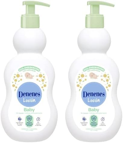 Denenes Baby - Loción Corporal Eco-Enriquecido con Caléndula Ecológica, Hidrata y Protege la Piel, para Bebés a Partir de 0 Meses, Apta para Pieles Sensibles - 400 ml (Paquete de 2)