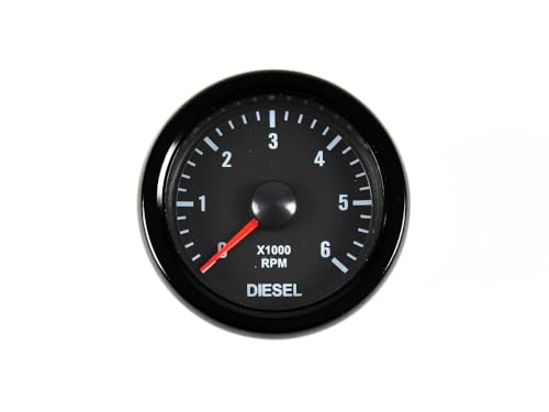 52mm Drehzahlmesser 0-6000 U/Min RPM leuchtet weiss Zeigerfarbe Rot Einbautiefe von nur ca. 46mm für Diesel-Motoren 1013106