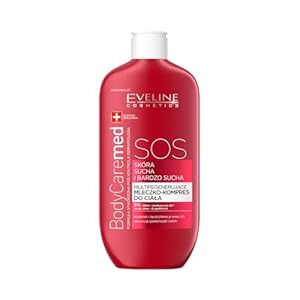 Eveline Cosmetics BodyCare Med+ Advanced Multi-Regenerating Body Milk Compress for Very Dry Skin, Intensive Moisturizing Treatment with bioHyaluron 4D™, Urea & Shea Butter – BodyCare MED+, 350ml