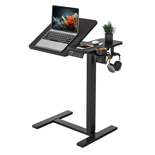 YIHAYO Electric Adjustable Overbed Bedside Table with Wheels, 24 x