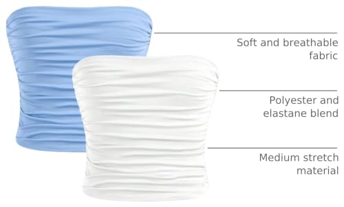 Image of Milumia Girl's 2 Pack Tube Top Ruched Strapless Sleeveless Bandeau Tops