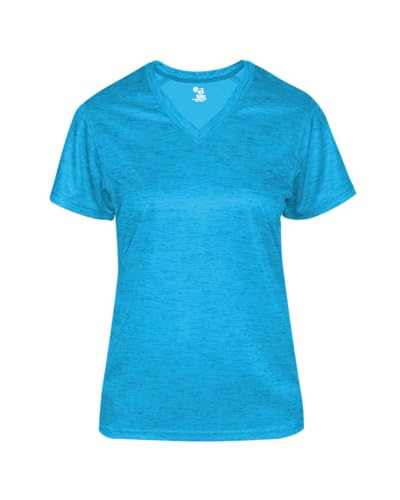 Badger Sports Ladies' V-Neck Tee Electric Blue Tonal Blend med