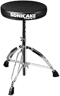 SONICAKE Drum Stool Adjustable Drum Throne Foldable with Anti-Slip Padded Seat Black