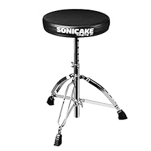 Professional Drum Throne: Our drum stool made by high quality metal material and the 5 cm High-density sponges-High-density sponges prevent your drum stool from deforming after prolonged use,11" diameter drum top with triangular design makes it very ...