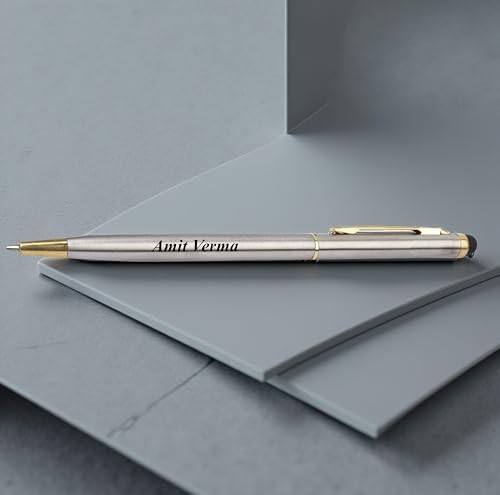 Image of MANAMA Premium Twist-Action Metal Ballpoint Pen With Custome Name Engraved | Personalized Pen With Gift Box | Ideal For Corporate Gifts, Business Professionals & Employees (Blue Ink)