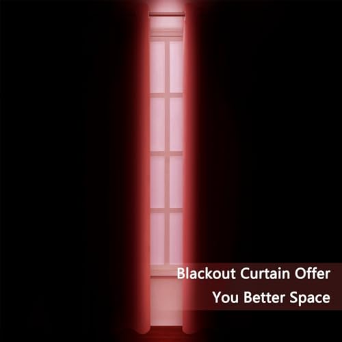 Image of LEMOMO Blackout Curtains 52 x 90 Inch Long Bright Red Curtains Set of 2 Panels Room Darkening Curtains for Bedroom and Living Room