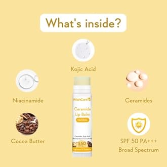 WishCare Tinted & Untinted Ceramide Lip Balm for Dark Lips with SPF 50 & Kojic Acid (5gm + 5gm),Assorted