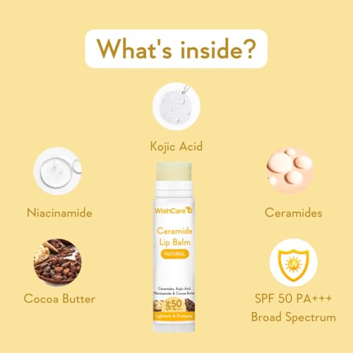 WishCare Tinted & Untinted Ceramide Lip Balm for Dark Lips with SPF 50 & Kojic Acid (5gm + 5gm),Assorted