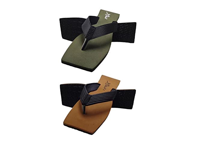 XSTAR Eco Flip Flops for Men | Comfortable Indoor Outdoor Fashionable Slippers for Men And Boys (Set of 2) (Olive Green/Tan, numeric_7) (B0C3XFXWMS) Amazon Price History, Amazon Price Tracker