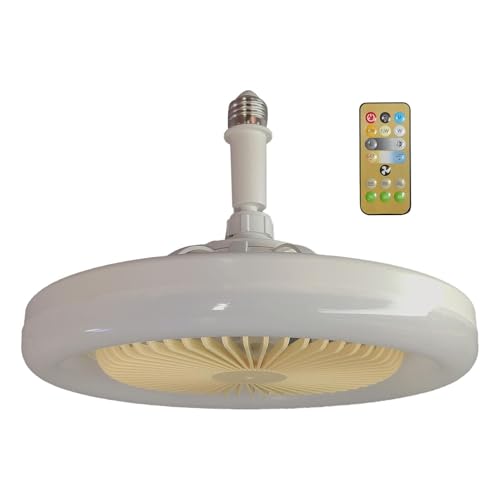 Ventilateur de plafond E27 avec lampe LED et télécommande blanche
