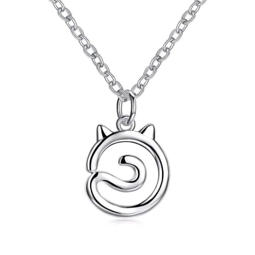 Collier d'oreille de chat en argent 925 pour femmes et filles