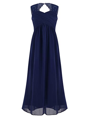 CHICTRY Youth Big Girls Junior Chiffon Lace Wedding Party Bridesmaid Ball Gown Maxi Long Flower Dress