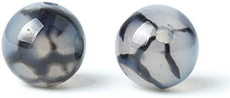 100Pcs Natural Stone 8mm Black Dragon Vein Agate Round Loose Gemstone Energy Healing Beads Hole Size 1mm DIY Smooth Beads for Bracelet Necklace Earrings Jewelry Making - Image 2
