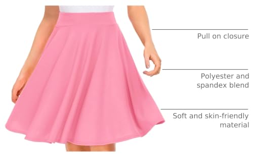 Image of EXCHIC Women's Casual Stretchy Flared Mini Skater Skirt Basic A-Line Pleated Midi Skirt
