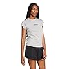 adidas Women's Essentials Linear Cotton T-Shirt, Medium Grey Heather/Black, XXL #3