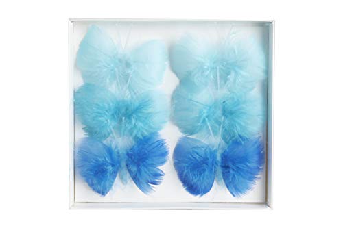 HEITMANN DECO Plumes en Fil de Fer - Printemps, Pâques, décoration printanière, Pâques - Différents Tons de Bleu, 26 x 16,5 x 2 cm, 1983016 Cover