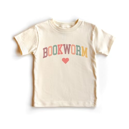 Bookworm Toddler Shirt - Retro Book Lover T-Shirt For Boys & Girls - Kids Natural Toddler Youth Tee