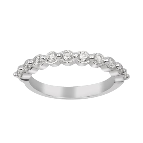 0.20 Ct Moissanite Diamond Half Eternity stackable Ring 925 Sterling Silver (Silver, S)