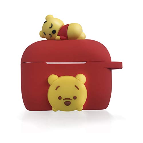 Winnie Cartoon Silicone Case Skin For Apple Airpods Pro, 8 In 1 Silicone Accessories, Silicone Case/Keychain/Carabiner/Metal Dust Sticker/Cleaning Brush/Anti-Lost Rope,The Best Gift #TOP7
