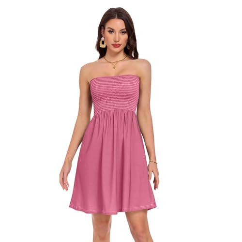 Robe de plage ample rose foncé unie et bustier décontracté pour femme
