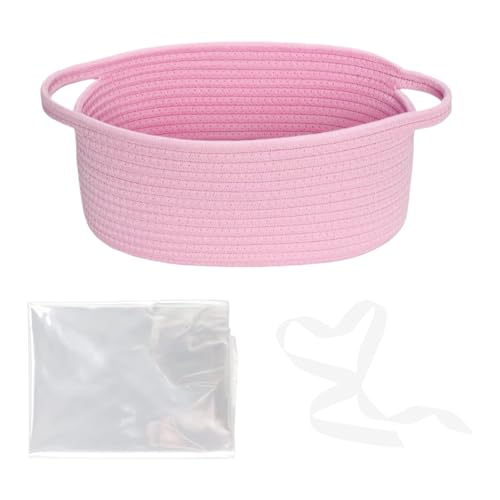 Cesta vacía para baby shower, cesta de cuerda de algodón con asas, cestas de regalo tejidas para baby shower, boda, cumpleaños, inauguración de la casa