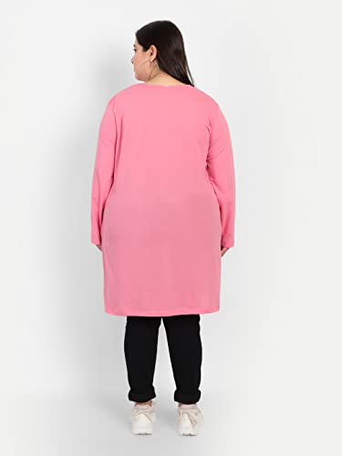 Image of CUPID Women Plus Size Cotton Round Neck Full Sleeves T-Shirt, Nightwear, Sleepwear, Daily Use Gym n Lounge Wear Long Tops for Ladies 3XL to 7XL