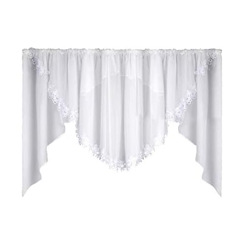Cortina de ventana blanca FKL DESIGN Home Deco con cinta fruncida Cover