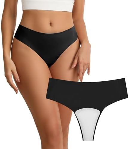 Wezest Camel Toe Cover Thong/Camel Toe Concealer Underwear/CamelToe Hider Built in Latex Cover to Hide Feminine Lines (M, Black)