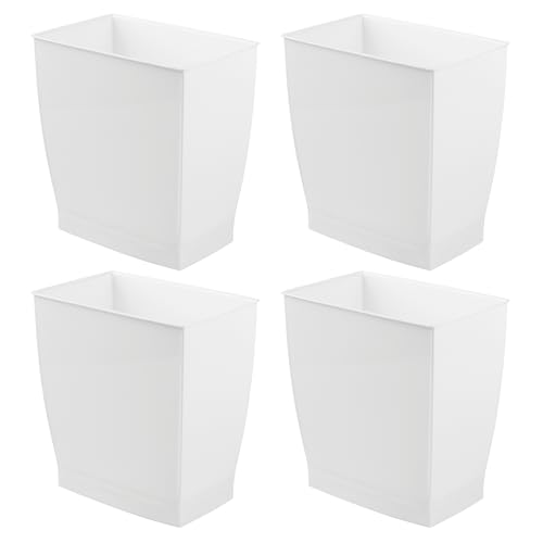 iDesign Small Plastic Bathroom Trash Can, 4-Pack, White by iDesign - Used condition - Image 8