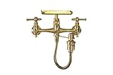 WatermarkFixtures Antique Inspired Natural Brass Living Finish 8In Wall Mount Kitchen Sink Faucet...