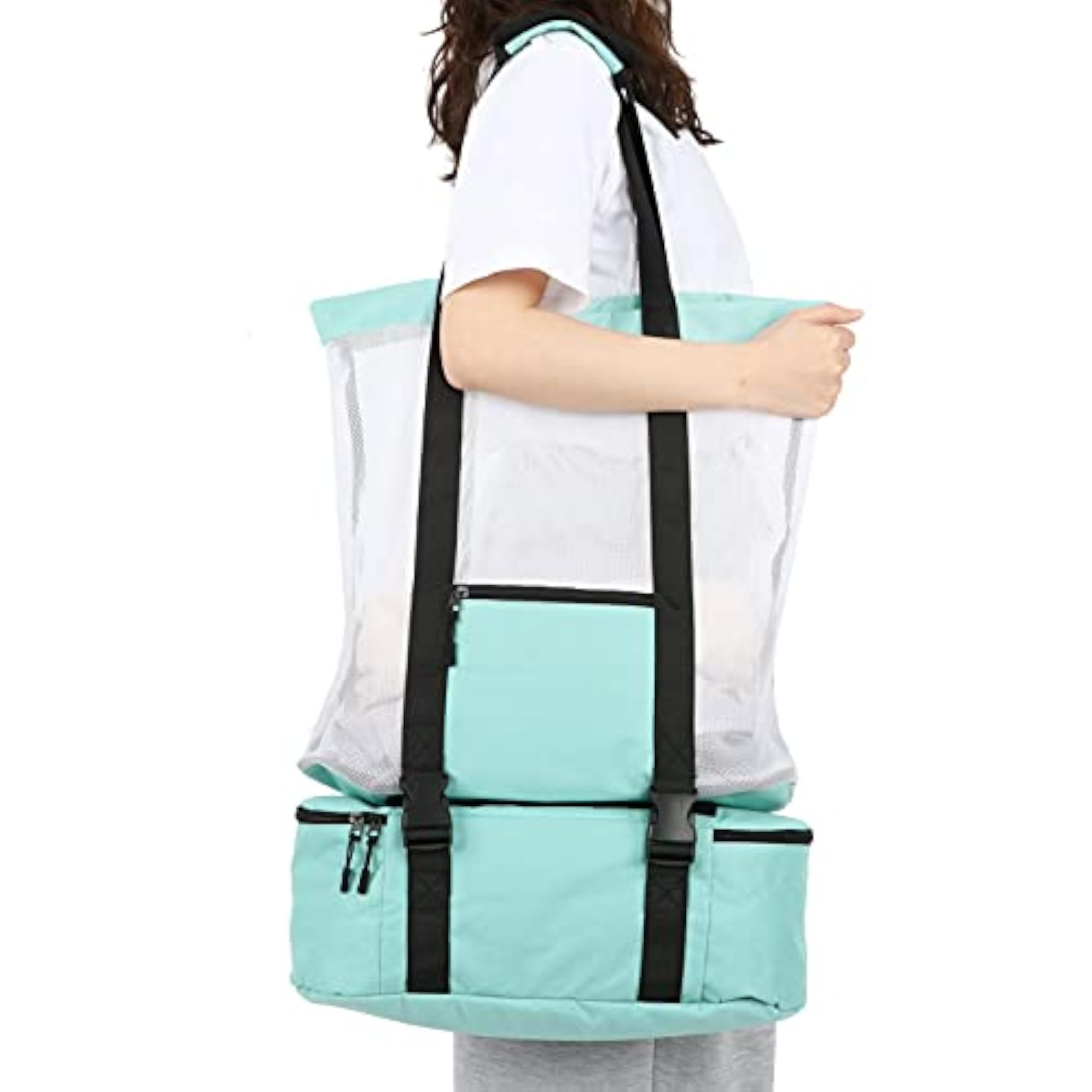 Large Outdoor Mesh Beach Handbag, Breathable Thermal Insulation