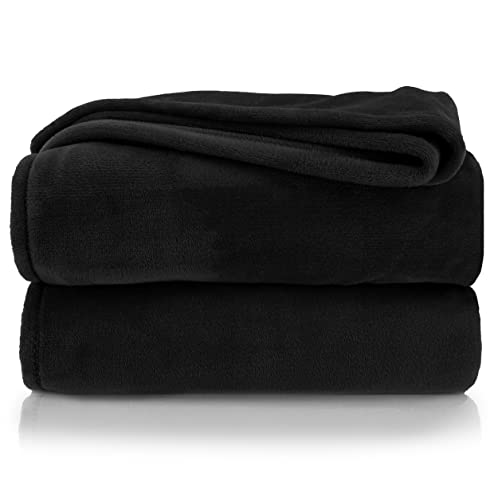 heimtexland ® Premium Flanell Kuscheldecke XXL Super Soft Wohndecke Sofaüberwurf Tagesdecke Ökotex Typ380 Schwarz 240x220