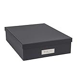 Bigso Oskar Fiberboard Label Frame Document Letter Box, 3.3 x 10.2 x 13.8 in, Dark Grey