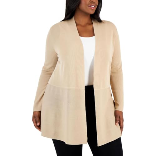 Image of Anne Klein Women's Anne Klein Plus-Size Monterey Long Sleeve Cardigan Sweater