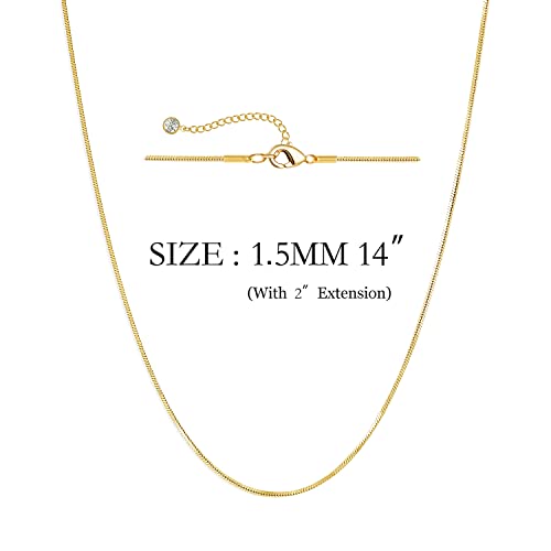 DEARMAY Minimalist Gold/Silver Snake Chain Necklace for Women Dainty 14K Gold Herringbone Necklace for Women Simple Sterling Silver Choker Necklace Jewelry Gift for Women, Cubic Zirconia, Cubic