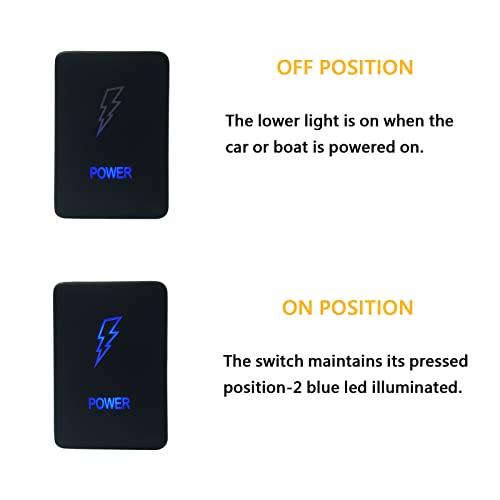 Image of Blue Led ON-Off Power Push Button Switch with Wiring Connector for Toyota Car Toyota Prado Landcruiser RVA4 Sequoia Highlander 3Amp 12V
