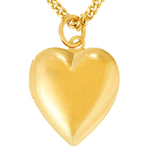 LIFETIME JEWELRY Heart Necklace Locket [ Plain Simple Gold Locket and 18 inch Chain ] 20X More 24k Plating Than Other Locket Necklace That Holds Pictures