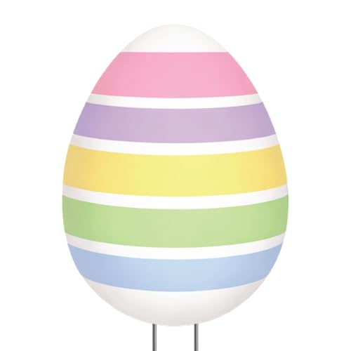 Happy Easter Classic Yard Sign Home Decor Lawn Decoration With Stakes Easter Egg (Stripes)