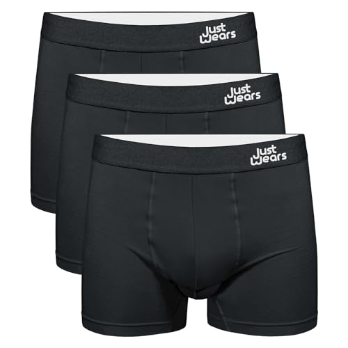 JustWears Boxer Briefs With Pouch - Pack of 3 | Anti Chafing, No Ride Up, Organic Underwear For Men | For Sports & Daily Wear