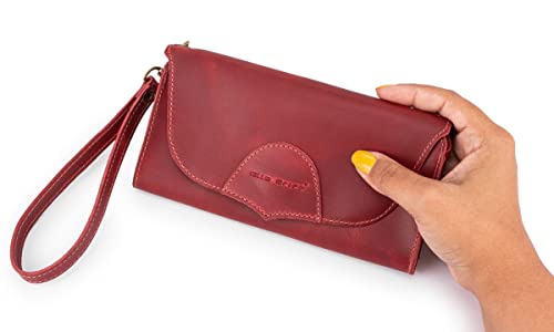 Porta Celular Carteira Feminina Couro Legítimo Rústica (Bordô)