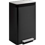 Kohler 13-Gallon Stainless Steel Step Trash Can, Black Stainless Steel, Hands-Free Pedal, Quiet-Close Lid, Fingerprint-Resistant, Durable, K-20940-BST