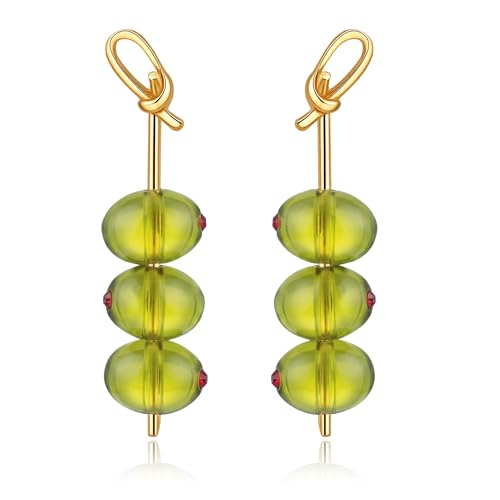 Trinckle Olive Earrings for Women Martinis Dangle Earrings Match Cocktail Party Dresses Olive Green Fun Vacation Summer Gifts Beach Fruit Earrings as Olive Funky Jewelry for Cocktail Party Decorations