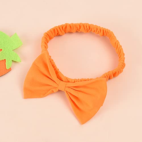 My First Halloween Baby Girl Outfit 3Pcs Pumpkin Bodysuit + Tulle Skirt + Bow Headband Clothes Set (White & Orange, 0-3 Months) #TOP2