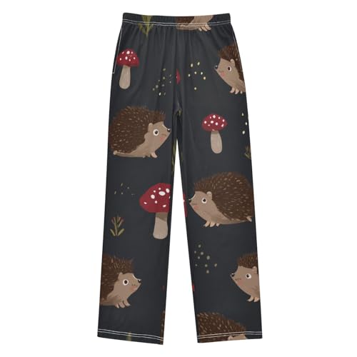 ZZXXB Hedgehogs Mushroom Boys Long Pants Soft Trousers Elastic Waist Kids Lounge Bottoms with Pockets S-XL - Main Image