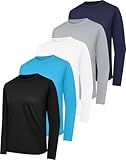 HovSiyla Long Sleeve Shirts for Men Moisture Wicking Mens Tee Shirts Workout Sun Protection T Shirt for Running Black Gray White Blue Bowland L