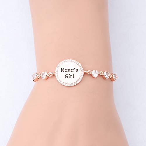 FEELMEM Nana's Girl Granddaughter Slider Bracelet Gift for Granddaughter from Nana Granddaughter Birthday Graduation Gift(RG) - Image 4